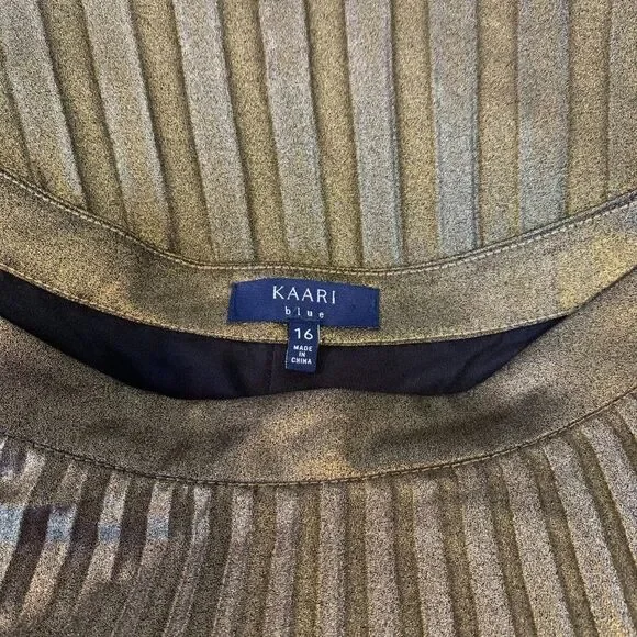 KAARI blue Women Skirt Size 16 Gold Metallic Pleated Midi - Picture 6 of 10